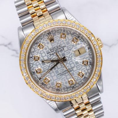 Gents Steel & Gold Rolex Datejust - Jubilee Diamond Dial & Diamond Bezel - Box and Papers.
