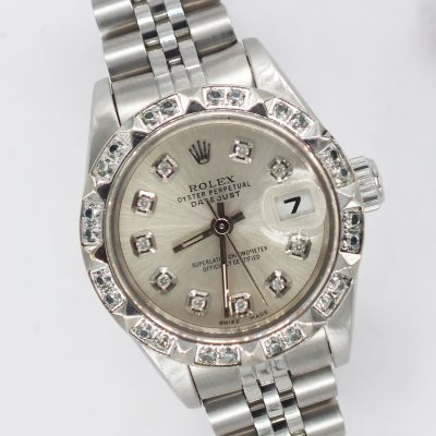 Ladies Diamond Dial & Bezel Rolex Oyster Perpetual Datejust – Box & Papers