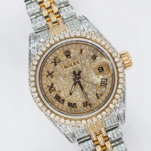Ladies Rolex Datejust with Full Diamond Dial, Bezel, Shoulders and Bracelet!