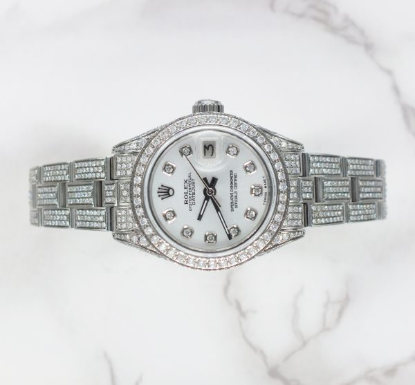 Stunning Ladies 26mm FULL DIAMOND Rolex Datejust with Box. - Image 2