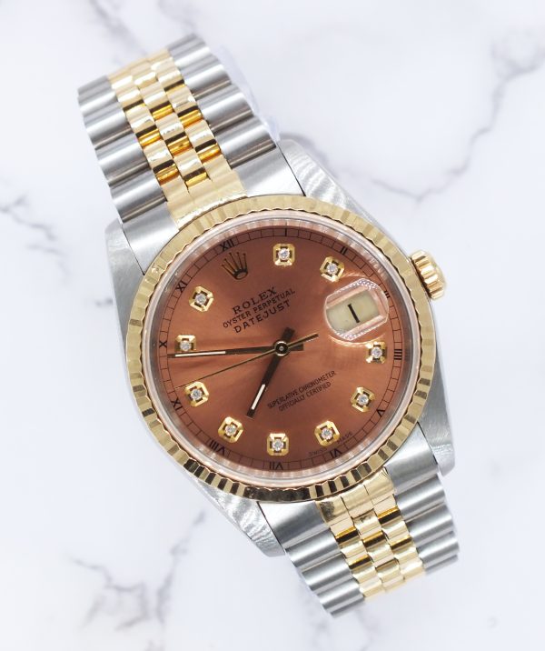 Rolex Datejust 16233 in Steel & 18ct Yellow Gold, Copper Dial - Box & Papers