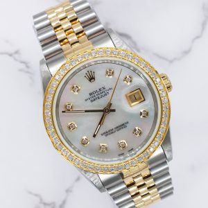 Gents Steel & Gold Rolex Datejust with MOP Diamond Dial & Diamond Bezel - B&P!