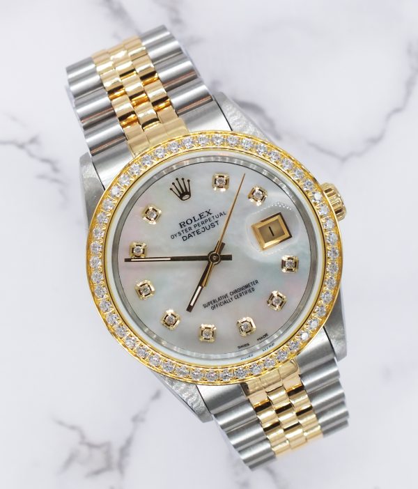 Gents Steel & Gold Rolex Datejust with MOP Diamond Dial & Diamond Bezel - B&P!