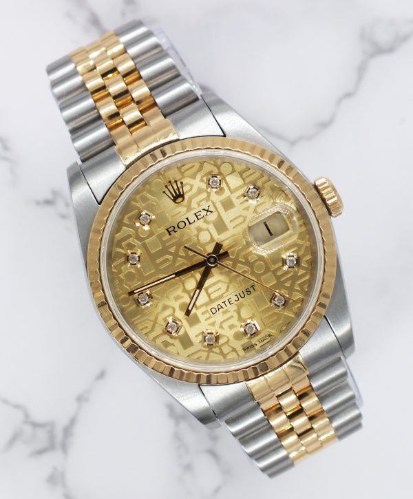 Mens Rolex Datejust in Steel & Gold with Stunning Champagne Jubilee Dial - Box & Papers !