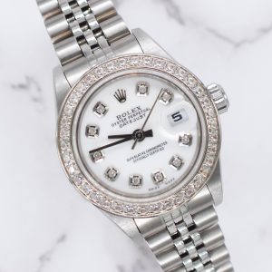 Ladies Rolex Datejust in Steel & White Gold - WHITE Diamond Dial & Bezel. Box and Papers.