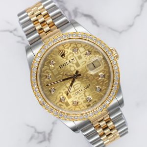 Mens Steel & Gold Rolex Datejust with Jubilee Diamond Dial & Diamond Bezel - B+P