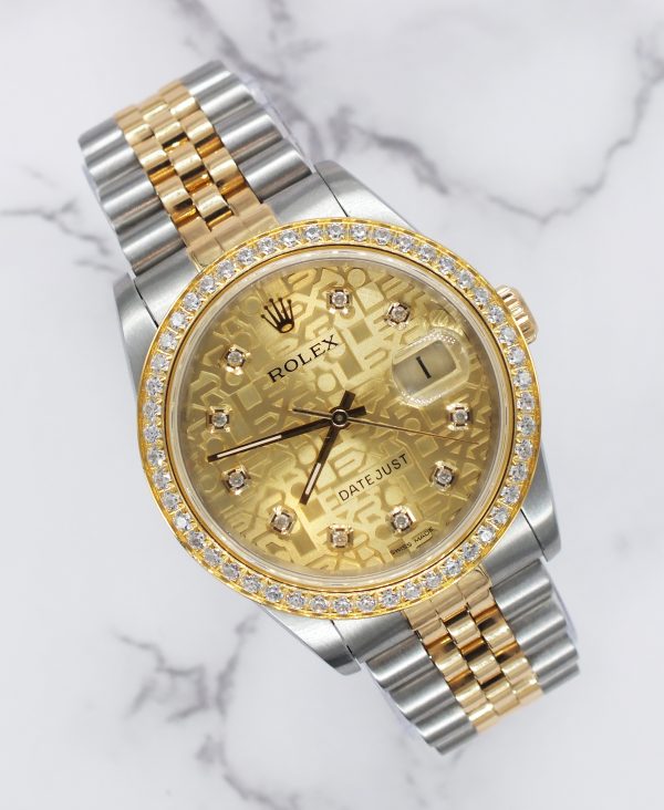 Mens Steel & Gold Rolex Datejust with Jubilee Diamond Dial & Diamond Bezel - B+P