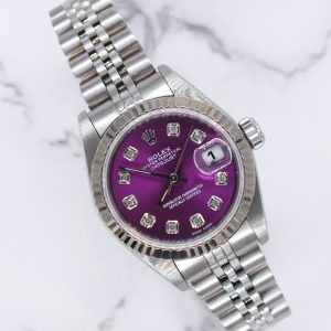 Ladies Rolex Datejust 26mm in Steel & Gold - Purple Diamond Dial – B+P - MINT!