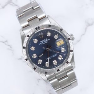 Gents 34mm Rolex Oyster Perpetual Date - Blue Diamond Dial