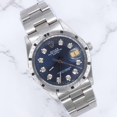 Gents 34mm Rolex Oyster Perpetual Date - Blue Diamond Dial
