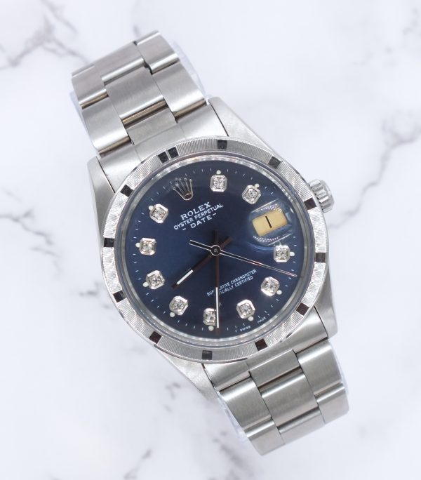 Gents 34mm Rolex Oyster Perpetual Date - Blue Diamond Dial