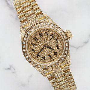 Stunning Ladies 18ct Gold Rolex Datejust - Full Diamond Dial, Bezel & Bracelet