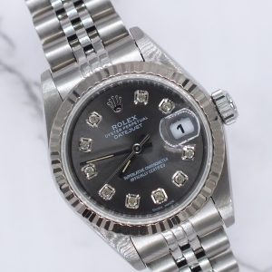Ladies Rolex Datejust with Slate Grey Diamond Dial - Box & Papers