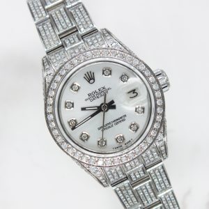 Stunning Ladies 26mm FULL DIAMOND Rolex Datejust with Box.