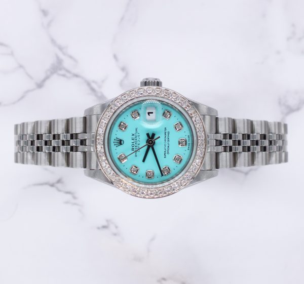 Ladies Steel & White Gold Rolex Datejust - Tiffany BLUE Diamond Dial & Bezel - Box / Papers. - Image 2