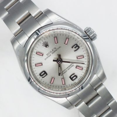 Pink / Silver Rolex Oyster Perpetual 176200 with Box and Papers 2011 (Card).