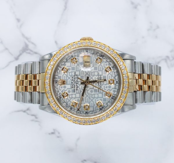 Gents Steel & Gold Rolex Datejust - Jubilee Diamond Dial & Diamond Bezel - Box and Papers. - Image 2
