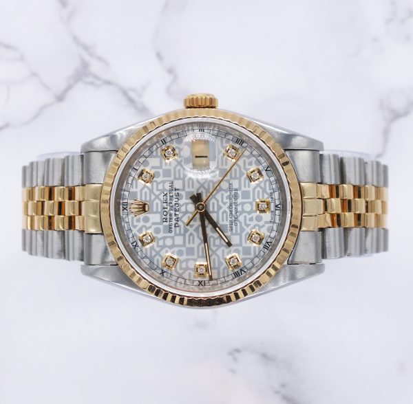 Gents Steel & Gold Rolex Datejust 36mm Silver Jubilee Diamond Dial - Papers. - Image 2