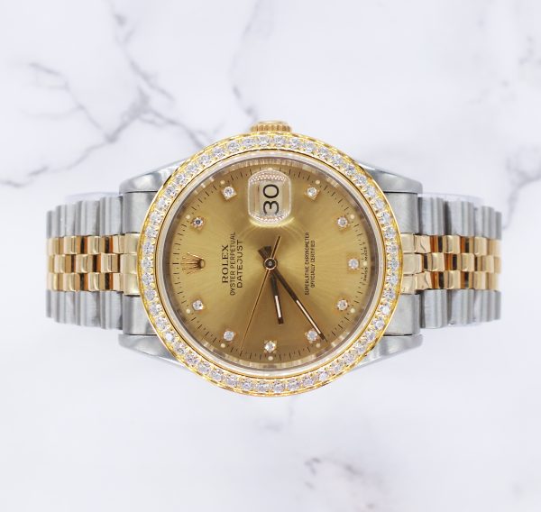 Mens Rolex Datejust - Factory Diamond Dial & Diamond Bezel - Rolex Box & Papers - Image 2
