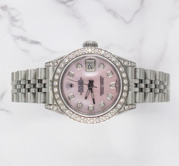 Ladies Rolex Datejust in Steel & White Gold with Diamond Dial, Bezel & Shoulders - Image 2