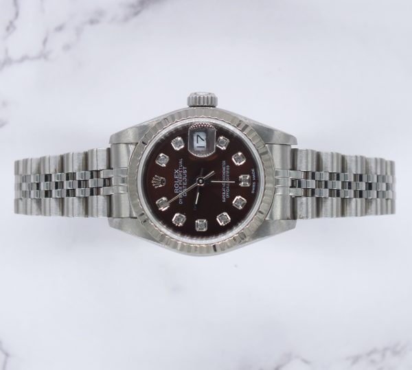 Ladies Steel & White Gold Rolex Datejust with Chocolate Diamond Dial Box / Paper - Image 2