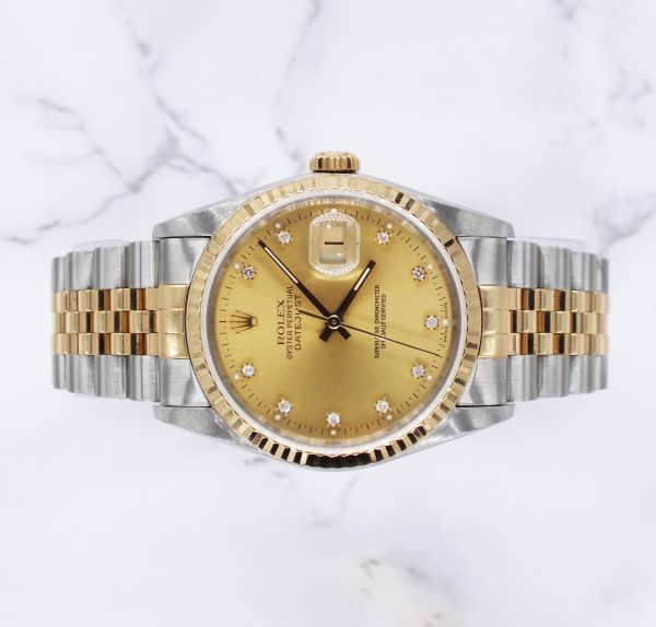 Gents Rolex Datejust in Steel & Gold with Factory Diamond Dial - Box / Papers. - Image 2