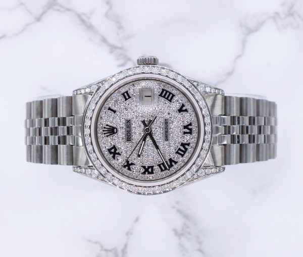 Gents Rolex Datejust 36mm with Pave Diamond Dial, Diamond Bezel and Shoulders. - Image 2