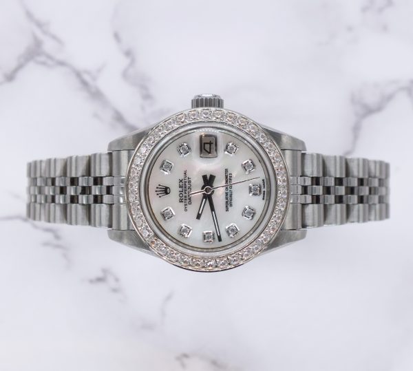 Ladies Steel & White Gold Rolex Datejust - White MOP Diamond Dial & Bezel. Box & Papers. - Image 2