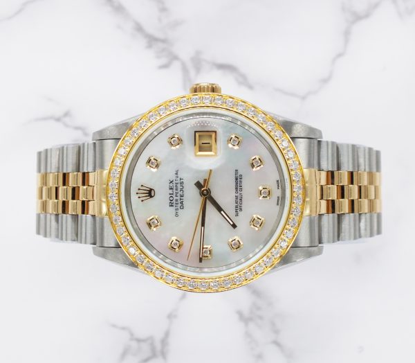 Gents Steel & Gold Rolex Datejust with MOP Diamond Dial & Diamond Bezel - B&P! - Image 2