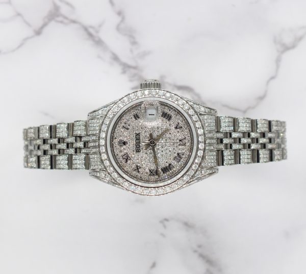 Stunning Ladies Rolex Datejust with Full Diamond Dial, Bezel & Bracelet - Boxed - Image 2