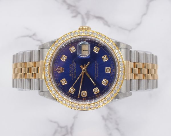 Beautiful Mens Rolex Datejust 16233 with Blue Diamond Dial - Box and Papers. - Image 2