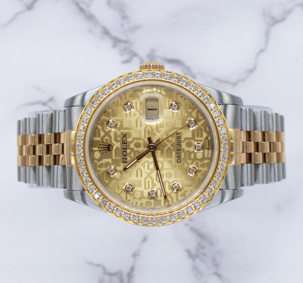 Mens Steel & Gold Rolex Datejust with Jubilee Diamond Dial & Diamond Bezel - B+P - Image 2
