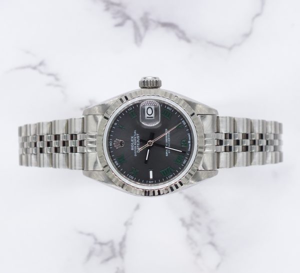 Ladies Steel & White Gold Rolex Datejust with 'Wimbledon' Dial - Box and Papers. - Image 2