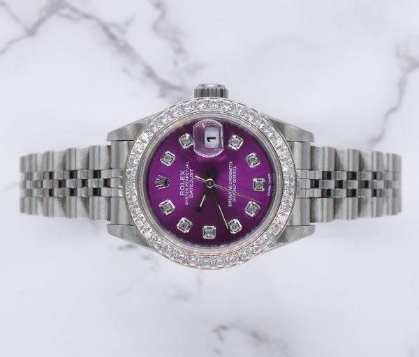 Ladies Rolex Datejust with PURPLE Diamond Dial & Bezel - Box and Papers - Image 2