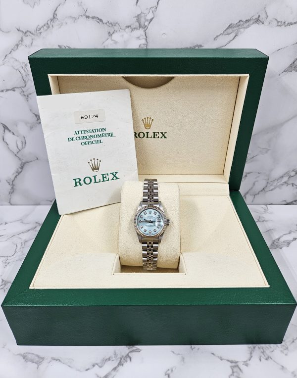 Ladies Rolex Datejust 26mm in Steel & Gold - Ice Blue Diamond Dial – Box & Papers - MINT! - Image 6