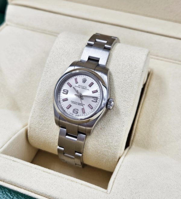 Pink / Silver Rolex Oyster Perpetual 176200 with Box and Papers 2011 (Card). - Image 10