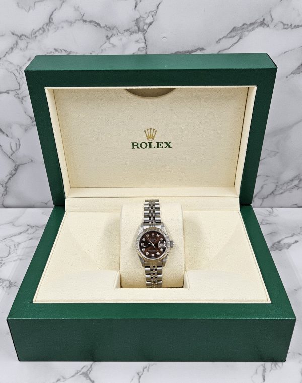 Ladies Steel & White Gold Rolex Datejust with Chocolate Diamond Dial Box / Paper - Image 6