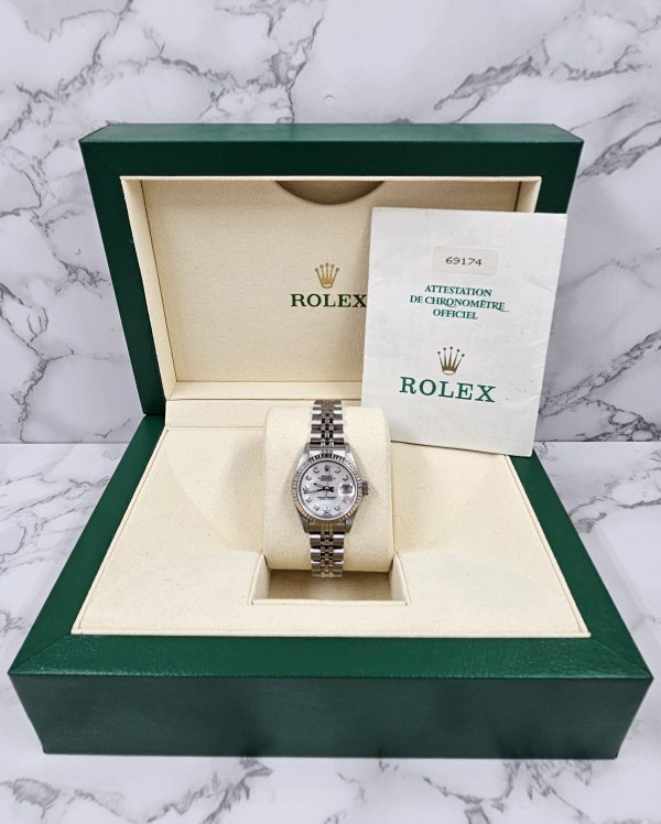 Ladies Steel & White Gold Rolex Datejust with MOP Diamond Dial - Box and Papers. - Image 9