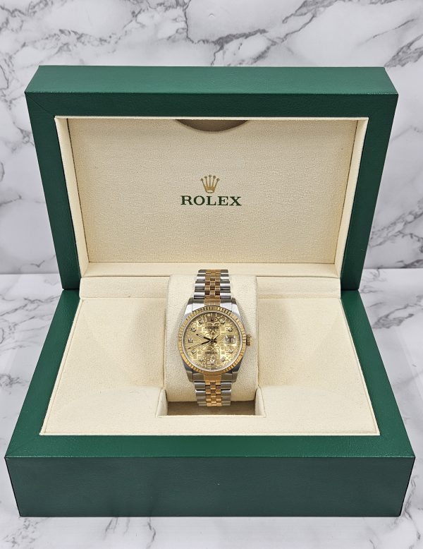 Mens Rolex Datejust in Steel & Gold with Stunning Champagne Jubilee Dial - Box & Papers ! - Image 6