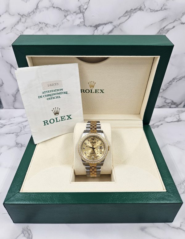 Mens Steel & Gold Rolex Datejust with Jubilee Diamond Dial & Diamond Bezel - B+P - Image 6