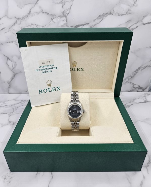Ladies Steel & White Gold Rolex Datejust with 'Wimbledon' Dial - Box and Papers. - Image 7