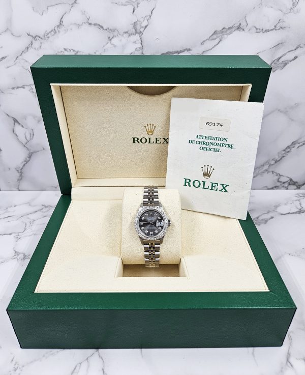 Womens Rolex Datejust with Slate Grey Diamond Dial & Bezel - Box and Papers - Image 7
