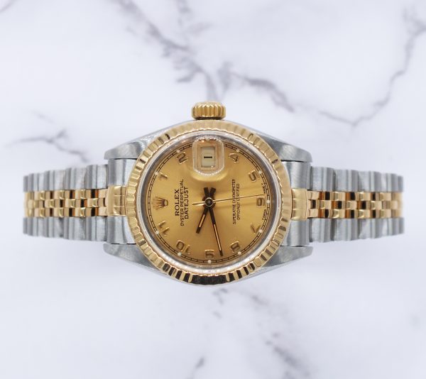 Ladies 18ct Yellow Gold and Steel Rolex Datejust 26mm 69173 Box and Papers - Image 2