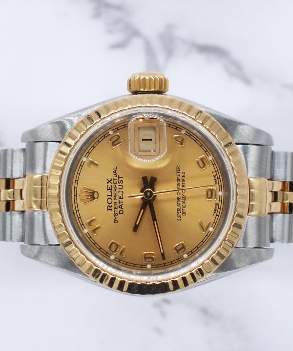 Ladies 18ct Yellow Gold and Steel Rolex Datejust 26mm 69173 Box and Papers - Image 3