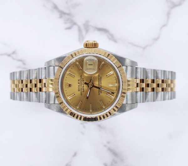 MINT ladies Rolex Oyster Perpetual Datejust in Steel & Gold with Box and Papers - Image 2