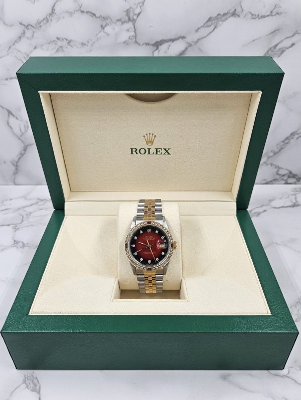 Gents Steel & Gold Rolex Datejust with RED Diamond Dial & Diamond / Ruby Bezel. - Image 8