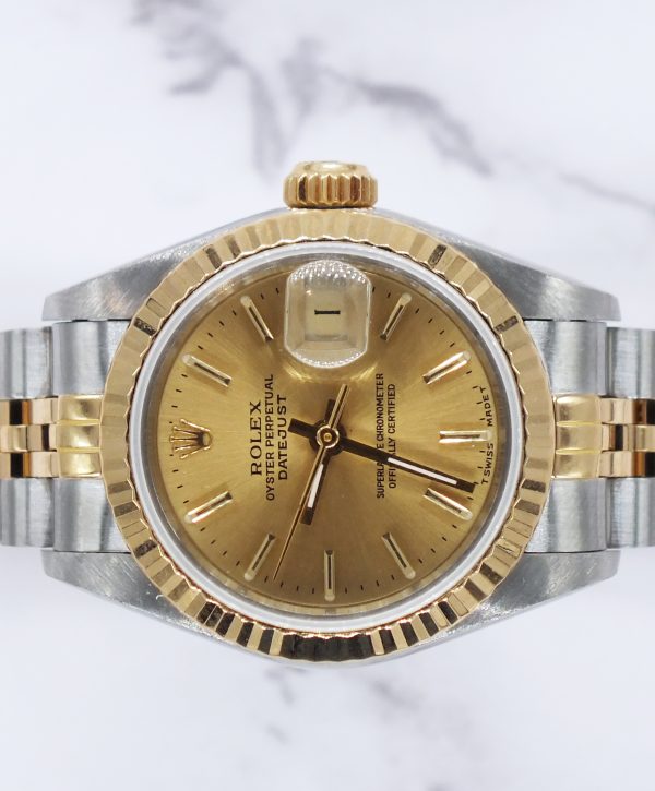 MINT ladies Rolex Oyster Perpetual Datejust in Steel & Gold with Box and Papers - Image 3