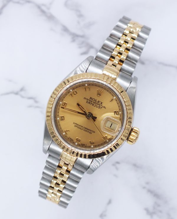 Ladies 18ct Yellow Gold and Steel Rolex Datejust 26mm 69173 Box and Papers - Image 4