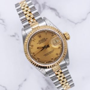 Ladies 18ct Yellow Gold and Steel Rolex Datejust 26mm 69173 Box and Papers