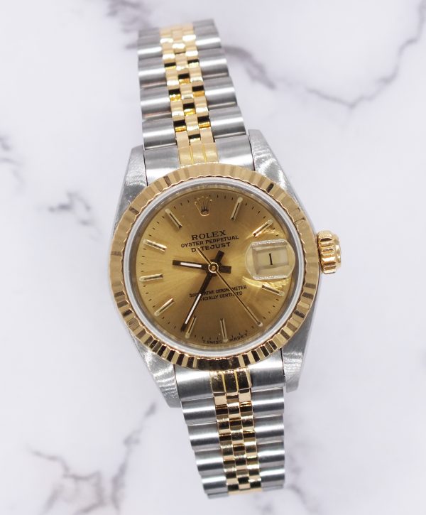 MINT ladies Rolex Oyster Perpetual Datejust in Steel & Gold with Box and Papers - Image 5